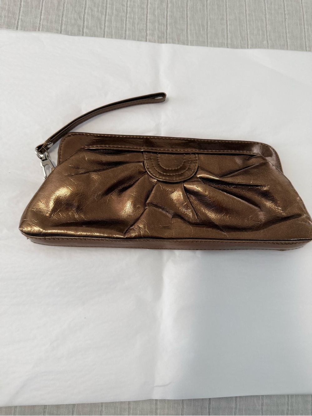 Aldo Metallic Bronze Wristlet Clutch